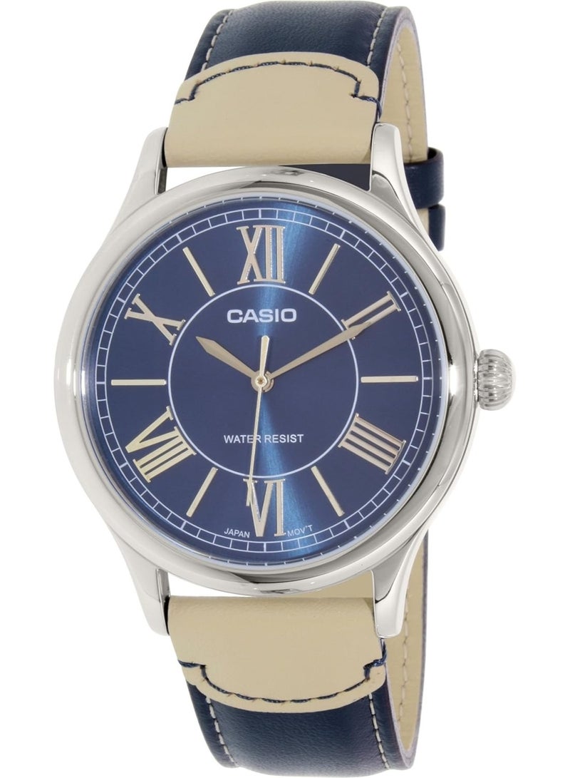 كاسيو Analog Men’s Watch MTP‑E113L‑2ADF, 40 mm Blue Dial, Blue Leather Strap, 50 m WR - Image 1